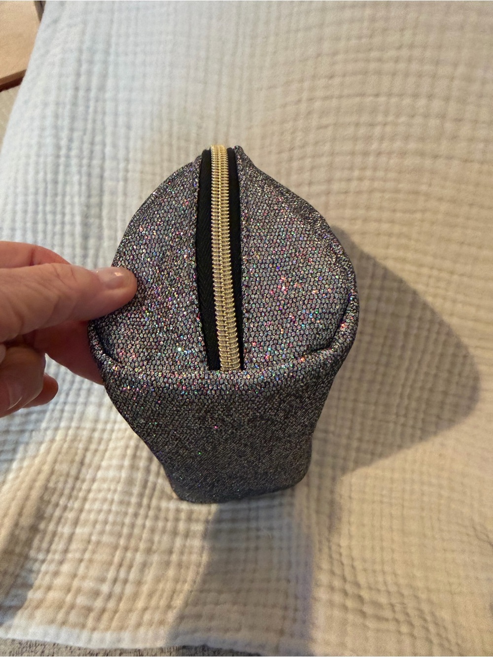 Bebe Iridescent Glitter Cosmetic Pouch - Silver NWT. - Picture 6 of 7